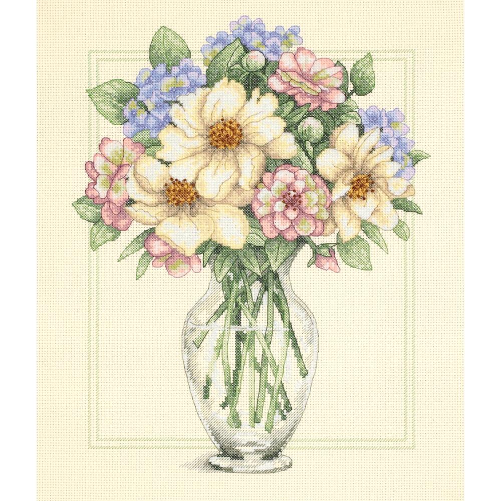 Flowers In Tall Vase Counted Cross Stitch Kit